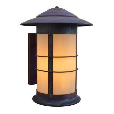 Arroyo Craftsman 14" Newport Long Body Sconce, Antique Brass, Tan Glass NS-14LTN-AB